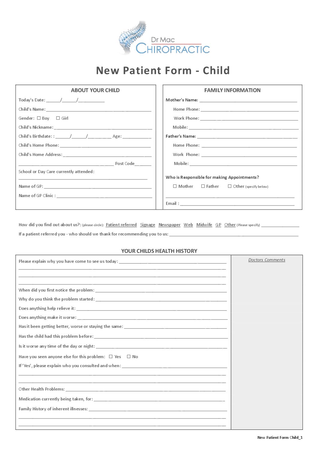 new-patient-form-child-dr-mac-chiropractic-albany-north-shore